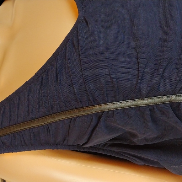 Lane Bryant Navy Blue Ruched V Neck Sleeveless Dress 20 - Picture 7 of 13